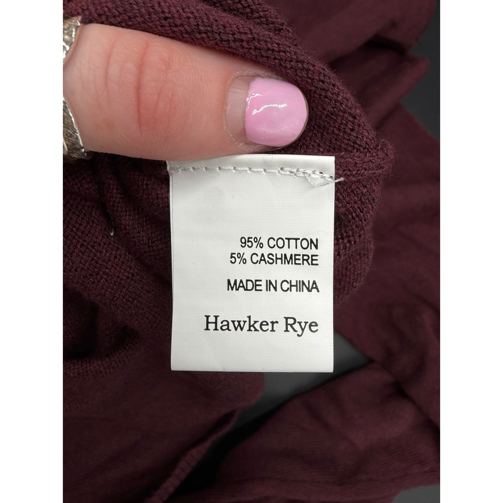 Hawker Rye Womens V-Neck Cotton Cashmere Knit Sweater Burgundy Large - Picture 5 of 5